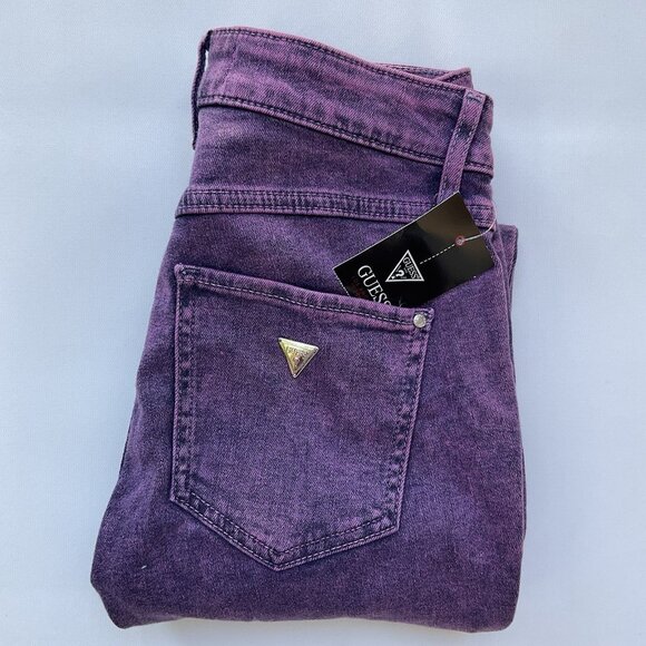 Guess Women’s 1981 High Rise Skinny Jeans In Purple Wash Size 24 - Picture 1 of 13